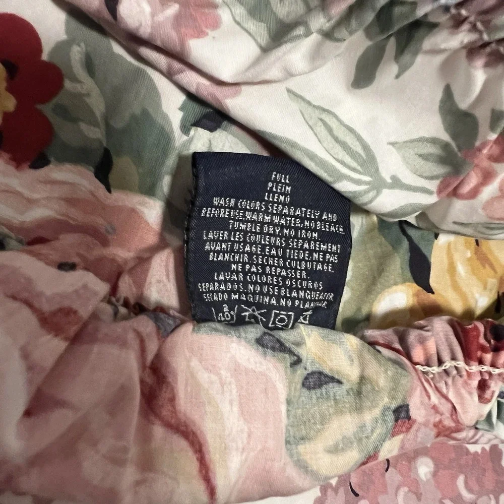 Vtg Ralph Lauren Allison Cotton Full Fitted Sheet Cabbage Rose USA Cottagecore
